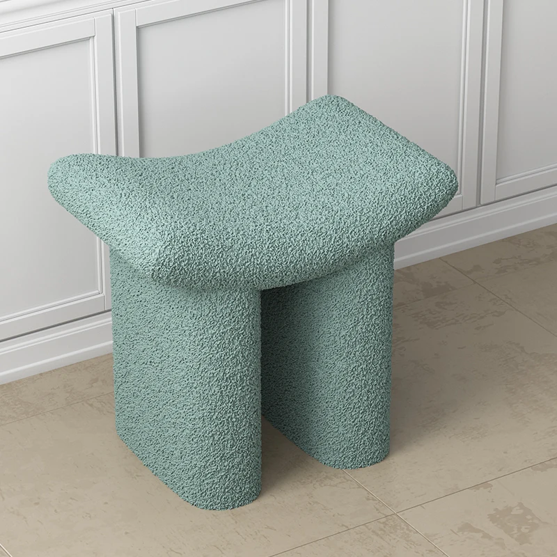 Soft Flannel Stool Nordic Living Room Chair Indoor Cosmetic Stool Household Dining Chair Leisure Seat Home Living Room Furniture