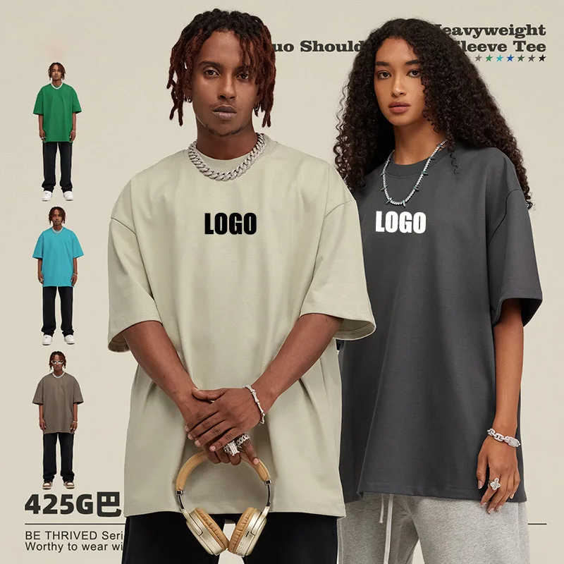 Мужская и женская рубашка с логотипом под заказ тяжелая хлопковая Футболка 425 г