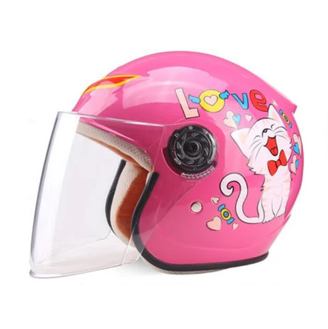Детский мотоциклетный шлем, защитная кепка для детей, с мультяшным рисунком, для электрического автомобиля, на четыре сезона
