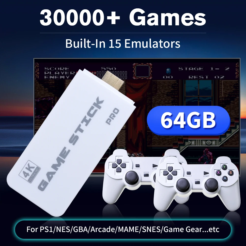 G1 64G игровая консоль Linux OS 4K для PS1/GameGear/Arcade/NES/SNES/MAME/FB NEO/NEOGEO с 30000 + играми Plug &amp Play