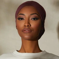 muslim women pleated inner caps crossed jersey ribbed inner hijabs cap islamic underscarf bonnet female headwrap turbante mujer