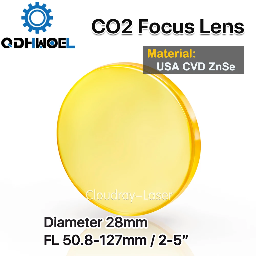 

USA CVD ZnSe Focus Lens Dia. 28mm FL 50.8/63.5/127mm 2/2.5/5" for CO2 Laser Engraving Cutting Machine Free Shipping