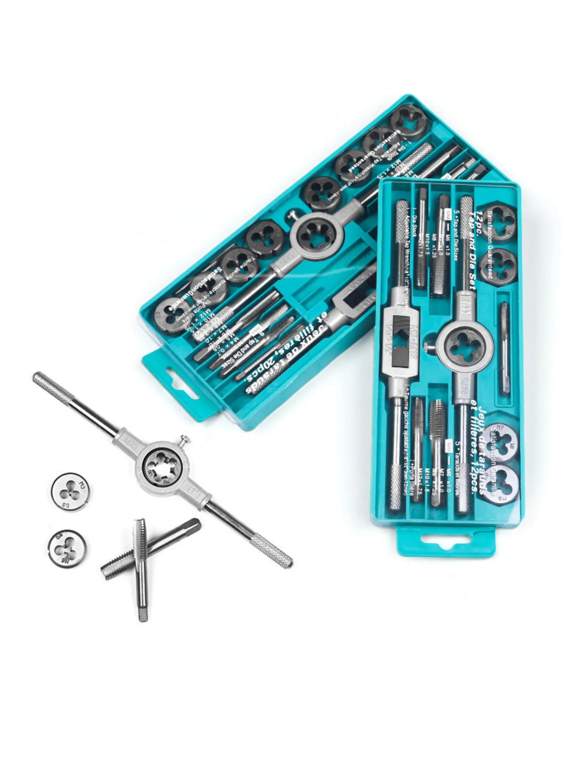 

12/20Pcs Metric Hand Tap and Die Set M3-M12 Screw Thread Plugs Straight Taper Reamer Tools