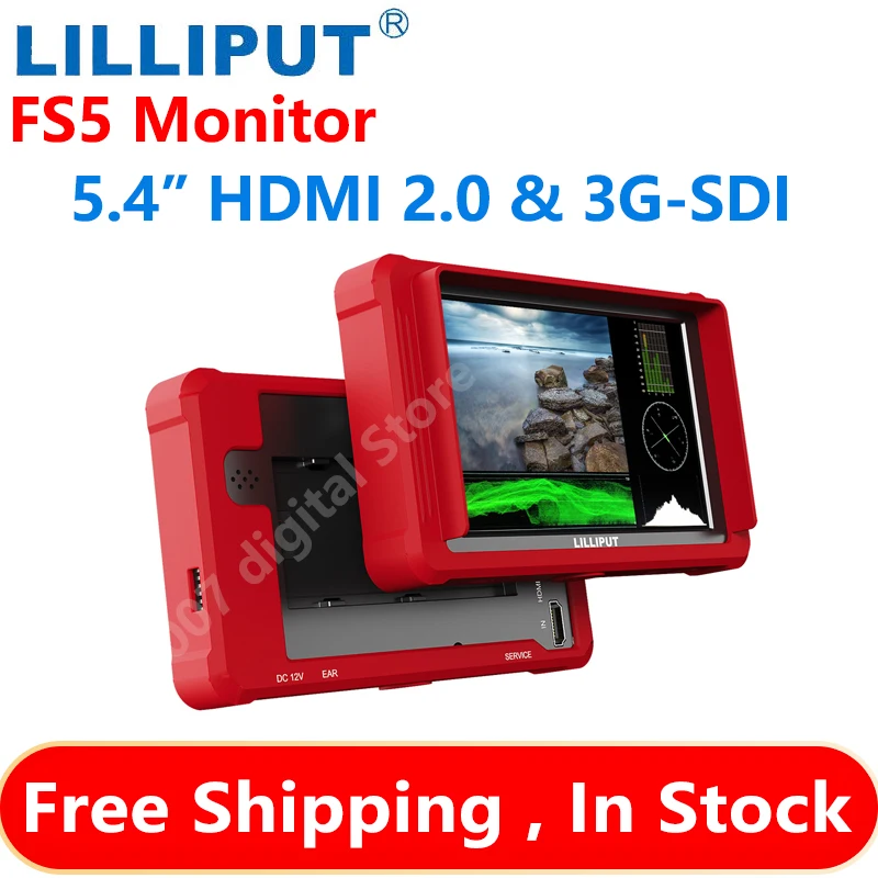 

LILLIPUT FS5 5.4 Inch Monitor on Camera DSLR Field FHD HDR 3G-SDI 4K HDMI 60 Hz 3D LUT Waveform DCI-P3 Color Space