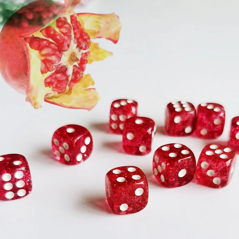 Фото Набор из 10 шт. блестящих кубиков в роликах D6 6 граней 12 мм Casino Game Dice D6 Мини-кубики в сумке OPP для настольной настольной игры №1