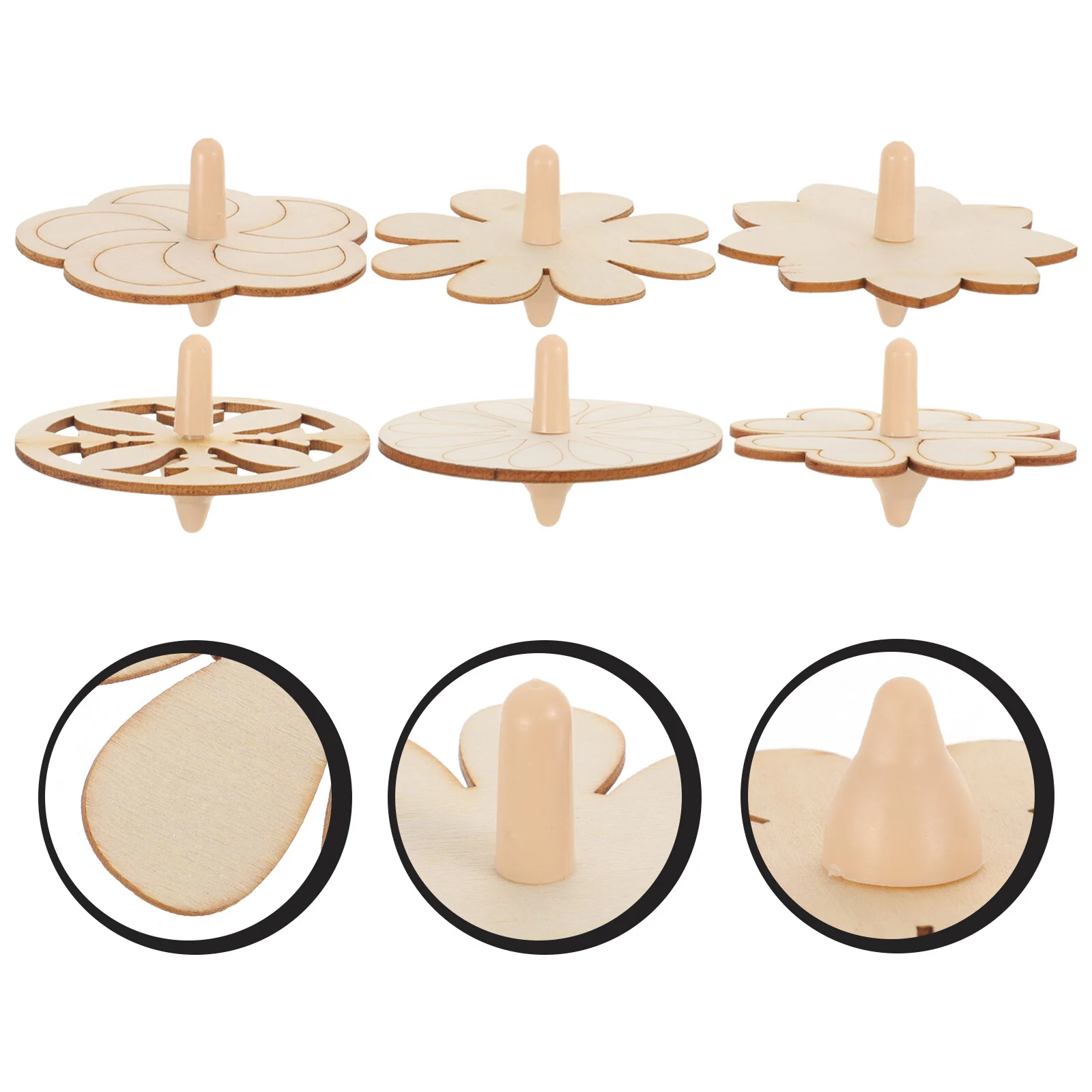 

12 Pcs Wood Painting Gyro Toy Toys Kids Playset White Film Funny Unfinished Pressure Relief Child