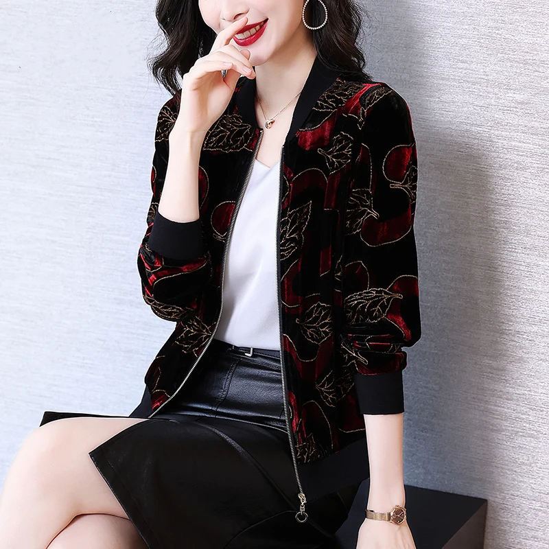 Модная женская куртка с бархатным принтом модель 2022 года корейские