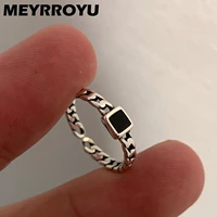 meyrroyu silver color 2022 summer zicron geometric open cuff finger rings for women girl new fashion trendy jewelry party