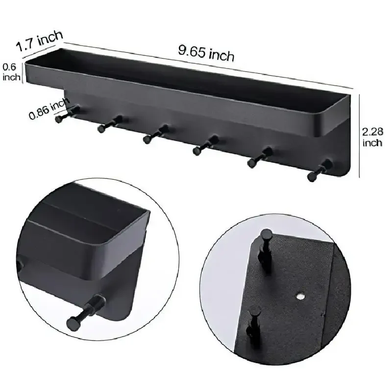 Белый Настенный Органайзер Для Ключей С 6-крючками Полка Хранения Почтовой