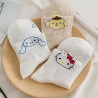 ins socks female korean version short tube cute pompom purin cinnamoroll kt cartoon animation socks in the tube socks