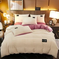 winter velvet duvet cover set solid color soft warm keep warm bed quilt covers singlequeenking wash bedding home textiles