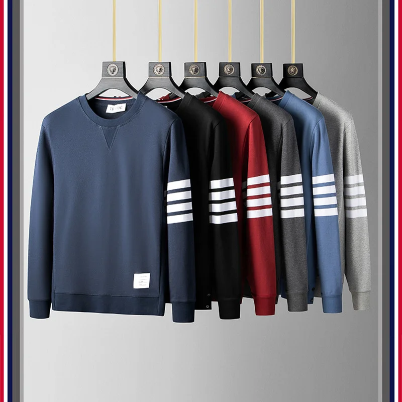 

TB FOG autumn trend four-bar striped long-sleeved pullover top sweater couple wear trendy men's cotton casual trendy brand