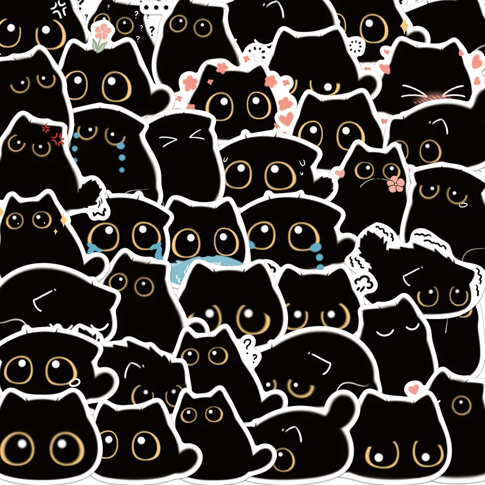 

10/20/40Pcs Animal Cartoon Stickers Cute Black Cat for Diary Laptop Luggage Guitar Motorcycle Car Kawaii Decals Sticker Kid Toy