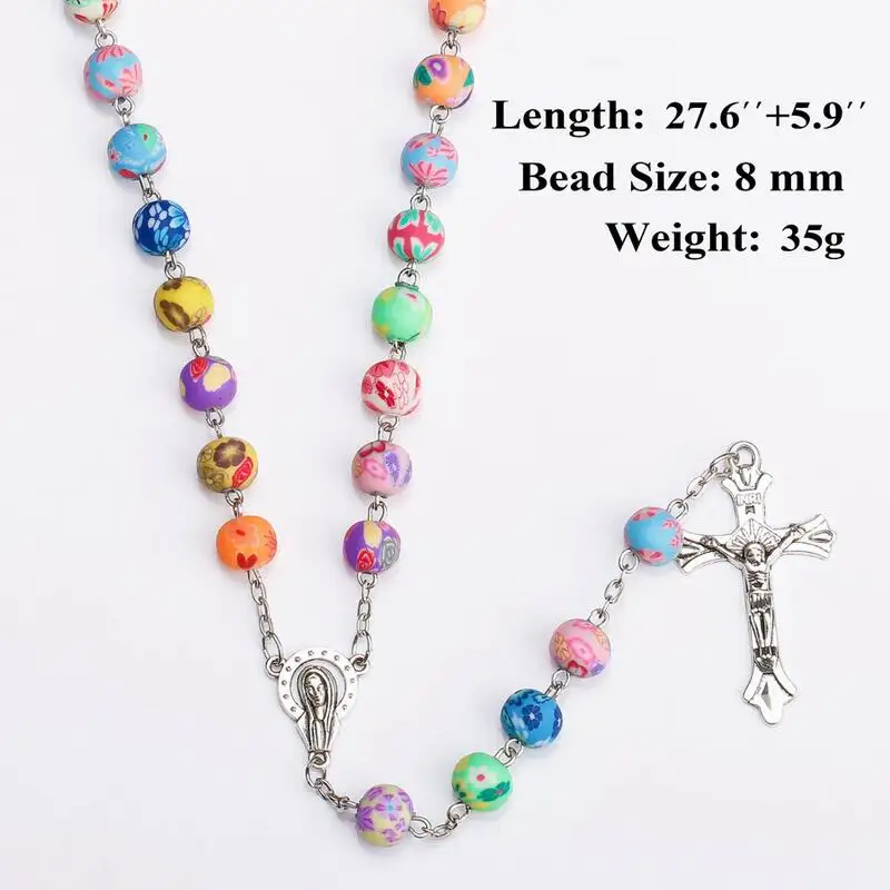 Цепочка с круглыми бусинами унисекс винтажное ожерелье христианскими розам