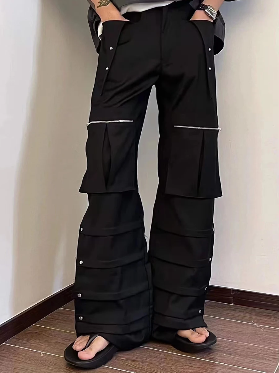 2022 New Men Women Clothing Original Yamamoto Style Loose Wide Leg Floor Zipper Overalls Pants Trousers Plus Size Costumes 27-46