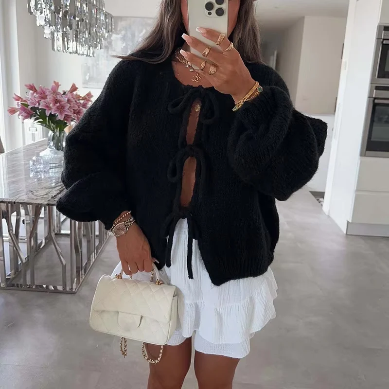 Женский вязаный кардиган с длинными рукавами цвет в ассортименте