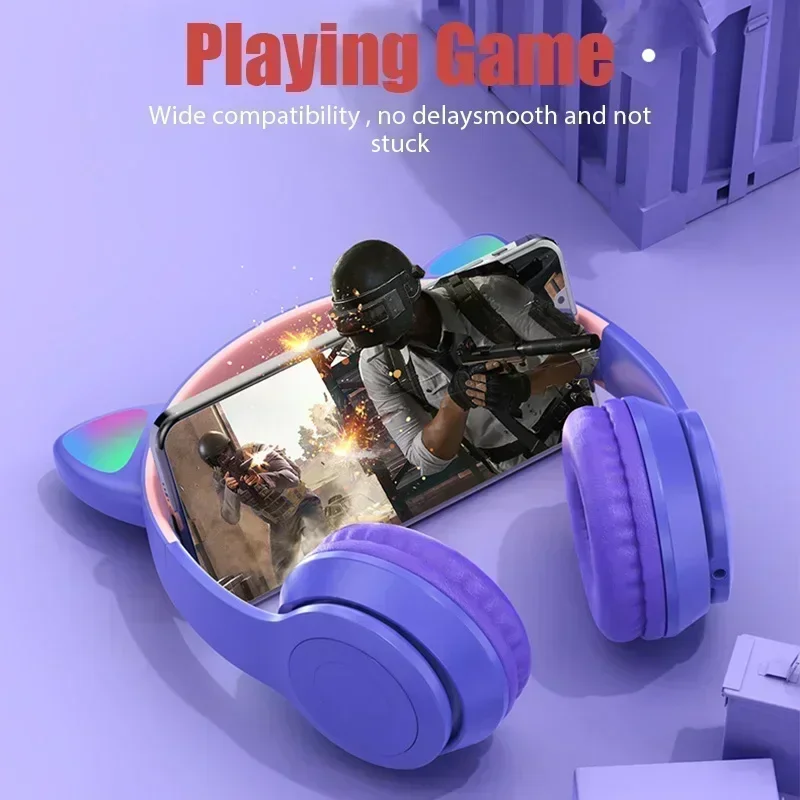 P47M Беспроводные Наушники С Милыми Кошачьими Ушками И Микрофоном Стерео