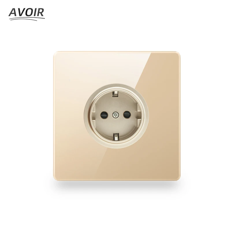 

Avoir Luxury Electrical Socket Gold Glass Panel Wall Power Socket With Usb For Home 86 Type French Europe Standard Outlets 220V