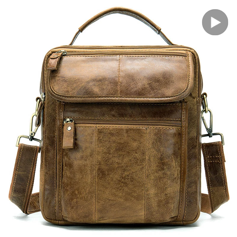 Vintage Luxury Briefcase Cross Body Crossbody For Genuine Leather Men Shoulder Bag Messenger Handbag Male Bolsas Sac A Main Hot