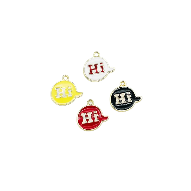 40pcs Simple Words Hi Ok  OMG Cool Drip Alloy Accessories For Earrings Necklaces Mobile Phone Chains Making DIY Handcrafted