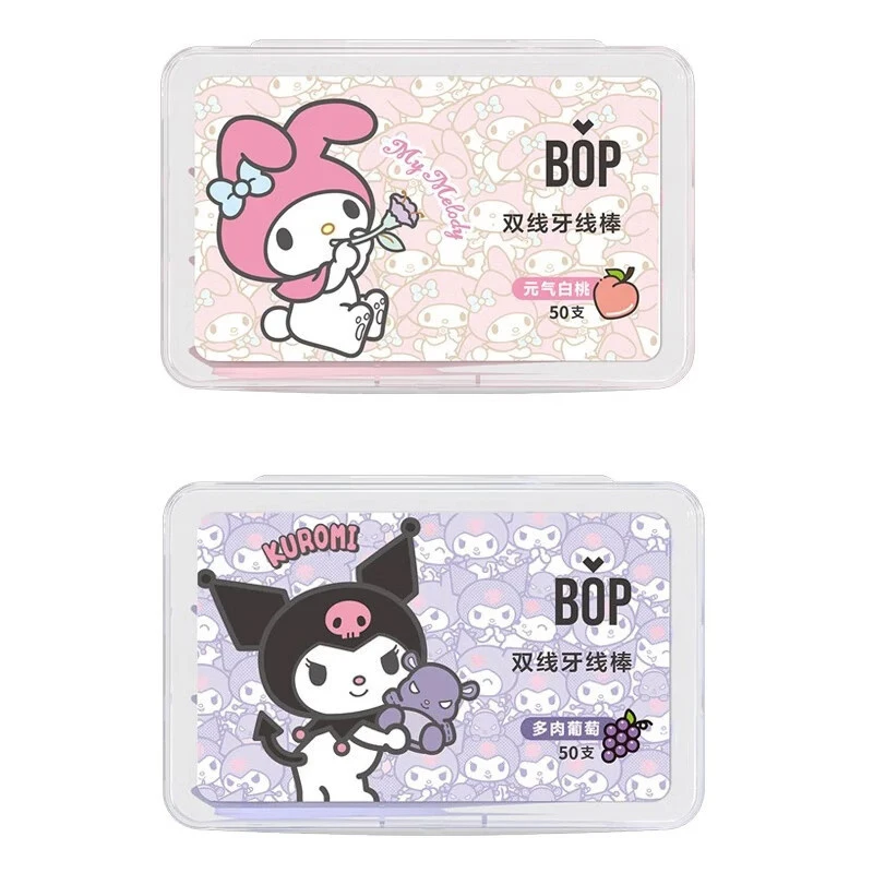 50 шт. Sanrio Kuromi Floss Toothpick My Melody Fruit Flavor Dental Pick Зубочистка Засіб для чистки зубов с