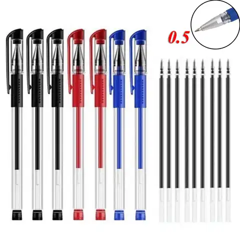 Гелевая ручка, черная, синяя, красная, цветная шариковая ручка 0,5 мм, 23 шт., канцелярские принадлежности для школы и офиса