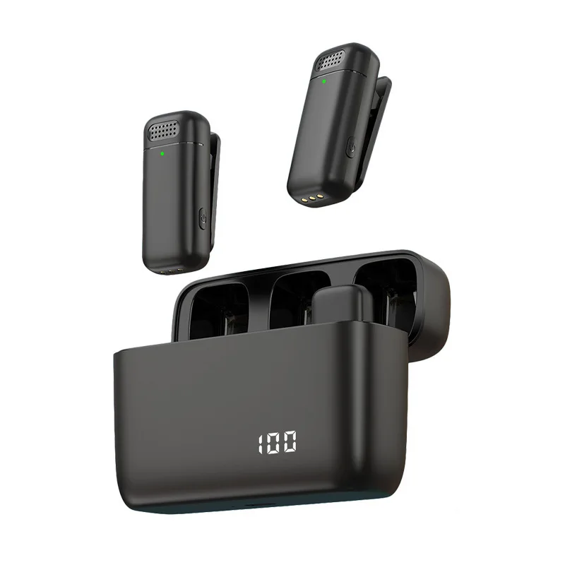 Wireless Lavalier Microphone with Charge Bin for iPhone iPad Andriod Professional Mic for Recording,Live Stream,YouTube,TikTok
