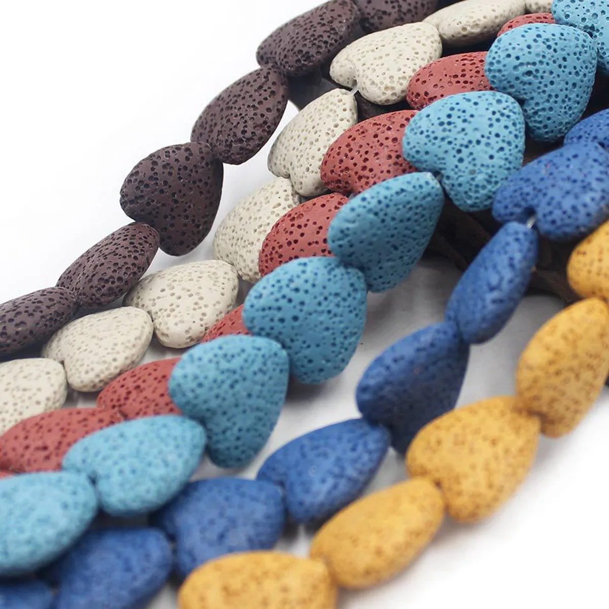 

20MM Love Heart Colorful Lava Stone Beads Loose Rock Volcanic Gemstone Hearts for Earrings Bracelet Necklace Jewelry Making