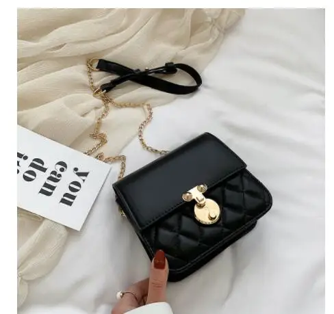 

Small Quilted PU Leather Crossbody Sling Bag for Women 2022 Summer Branded Chain Designer Shoulder Side Handbags Women's Trend