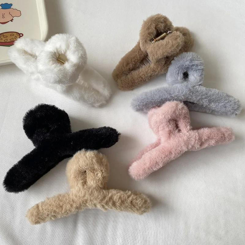 Женская заколка-краб из искусственного меха зимний аксессуар для волос