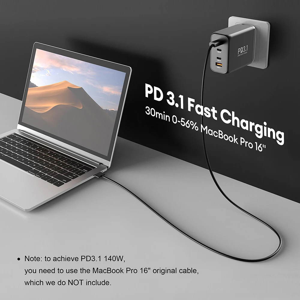 Зарядное Устройство GaN3 Мощностью 240 Вт PD3.1 USB-C PD PPS Станция Быстрой Зарядки Для MacBook