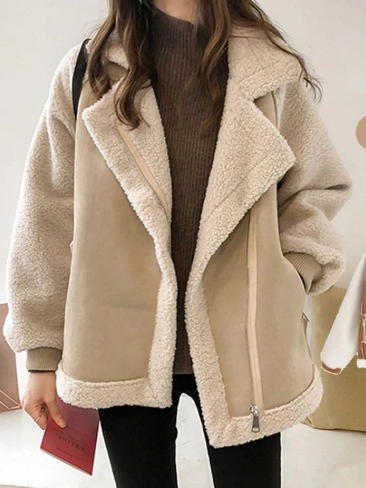 

Mantel Wanita Musim Dingin 2022 Jaket Harajuku Pakaian Setelan Motor Atasan Mode Atas Tebal Bomber Universitas Wanita Longgar