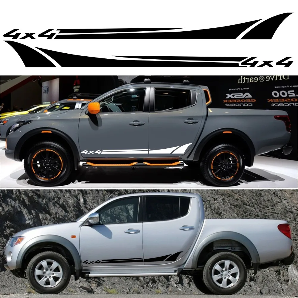 

2 Pcs Car Door Side Skirt Vinyl 4x4 Stickers For Ford Ranger Raptor Isuzu Dma Nissan NAVARA Toyota Hilux Pickup Car Accessories