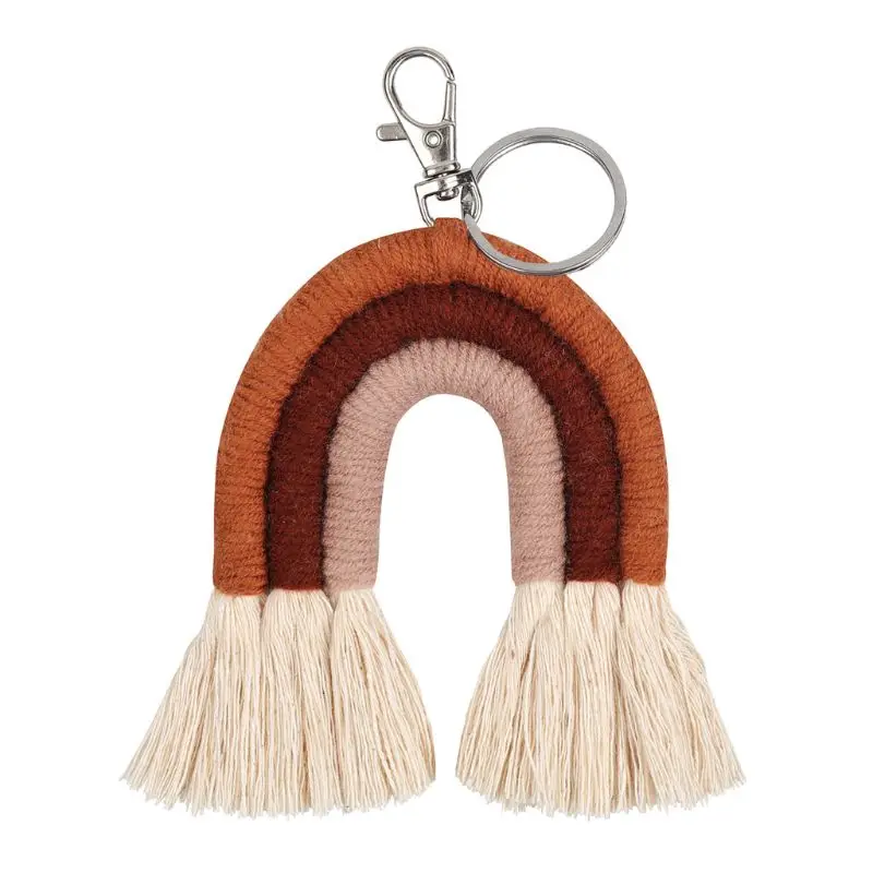 

Weaving Rainbow Pendant Keychain Macrame Bag Charm Car Hanging Jewelry Gifts 57BD