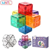 mntl 42pcs magnetic tiles toys set stem learning education building blocks magnet stacking construction bricks kids toddler gift