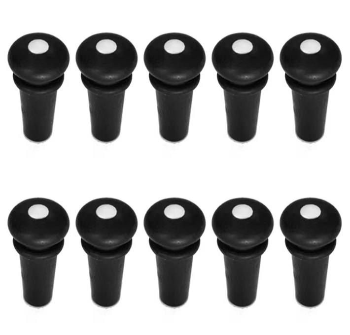 

10x Guitar End Pin Ebony with Mother of Pearl Dot Strap Bridge Luthier nut saddle string Black H17