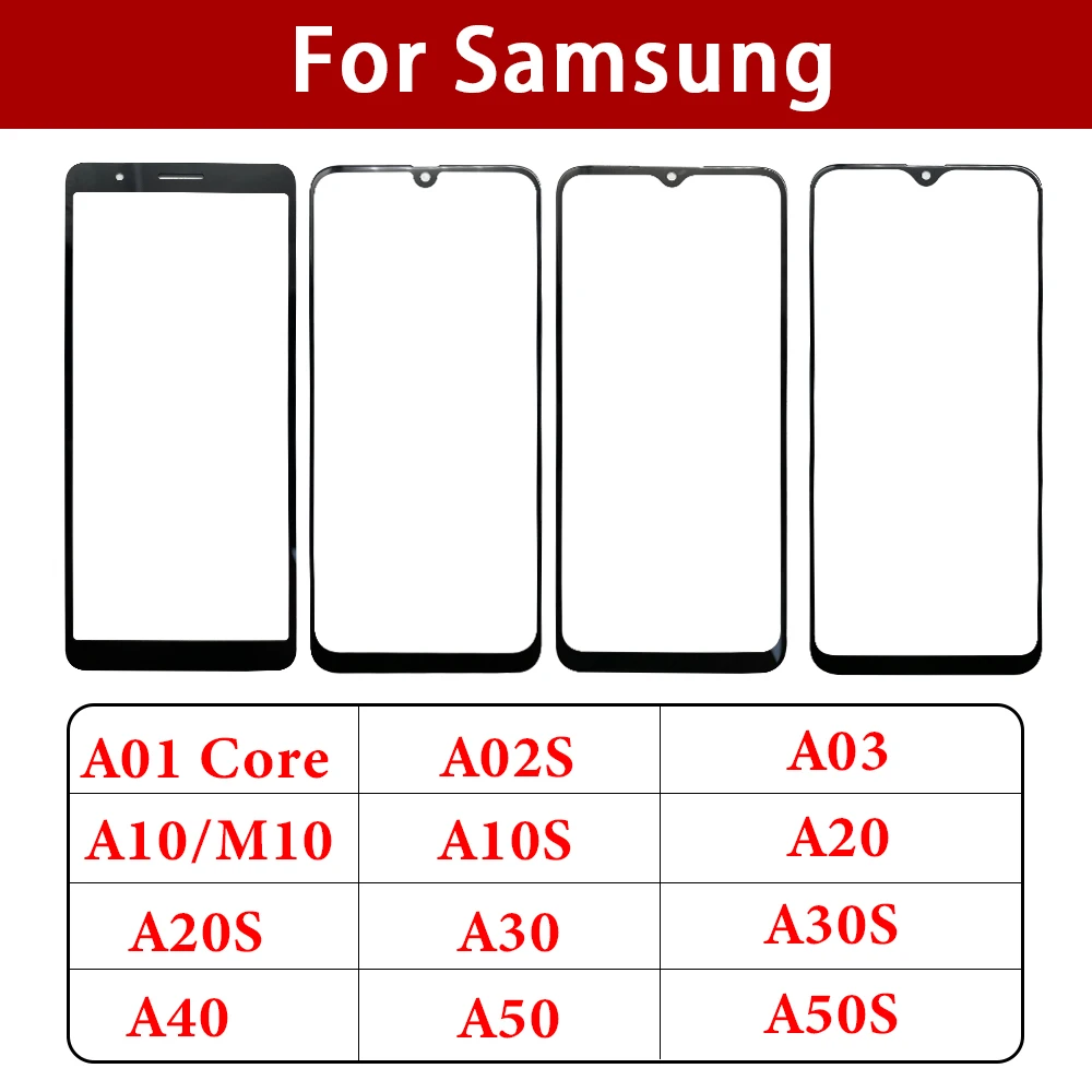 Внешняя линза для Samsung A02S A03 A10 A10S A20S A30 A30S A40 A50 A50S M10 Core LCD передняя внешняя