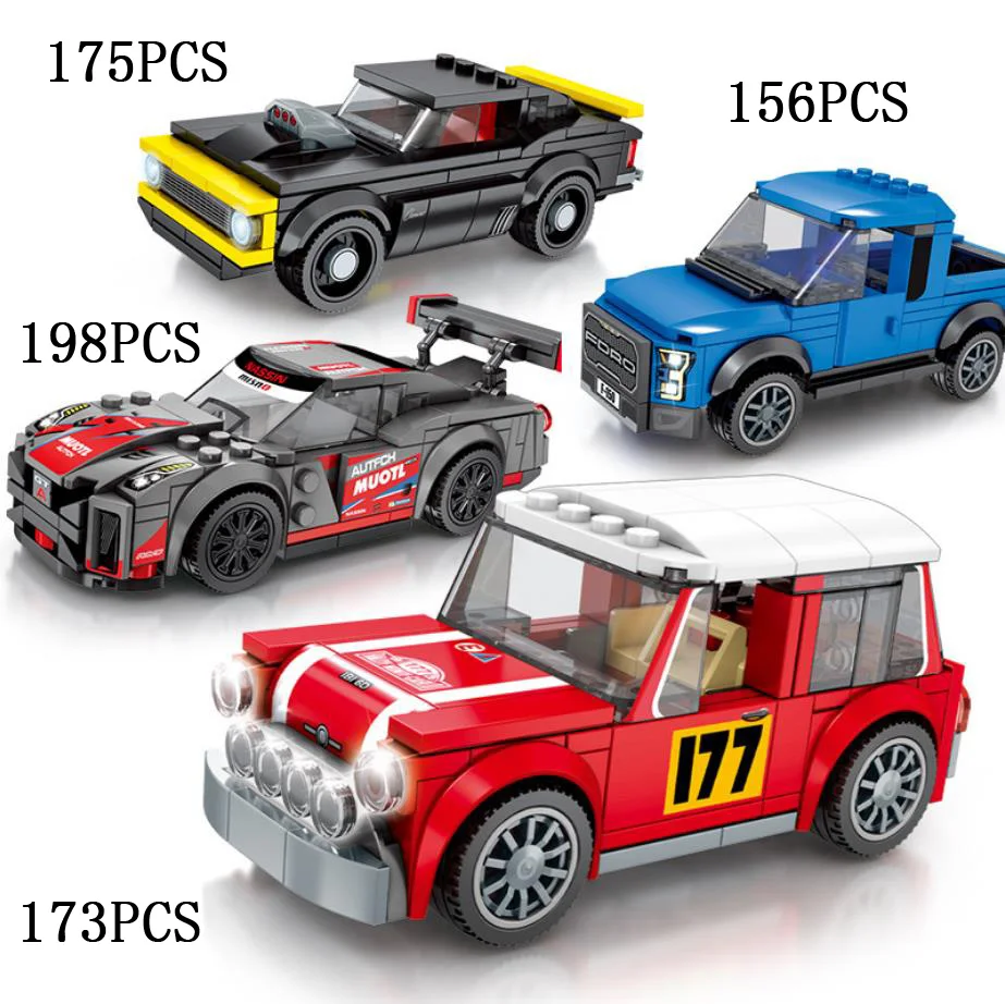 

Speed Champion Build Block 1967 Camaroes Mini Coopers Fords F150 Raptor Model Vehicle Racer Figure Brick Toy for Boy Gift