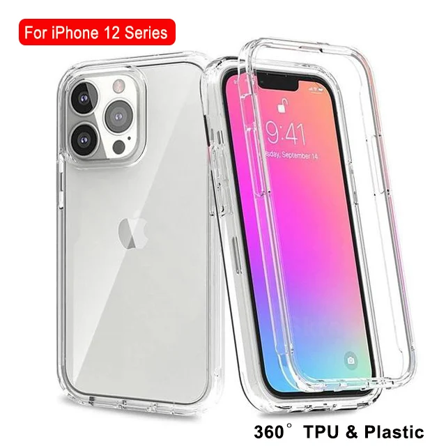

Full Body 360 Transparent Phone Case For iPhone 12 Pro Max Clear Silicone Screen Back Cover On iPhone 12Mini Soft TPU Hard Cover