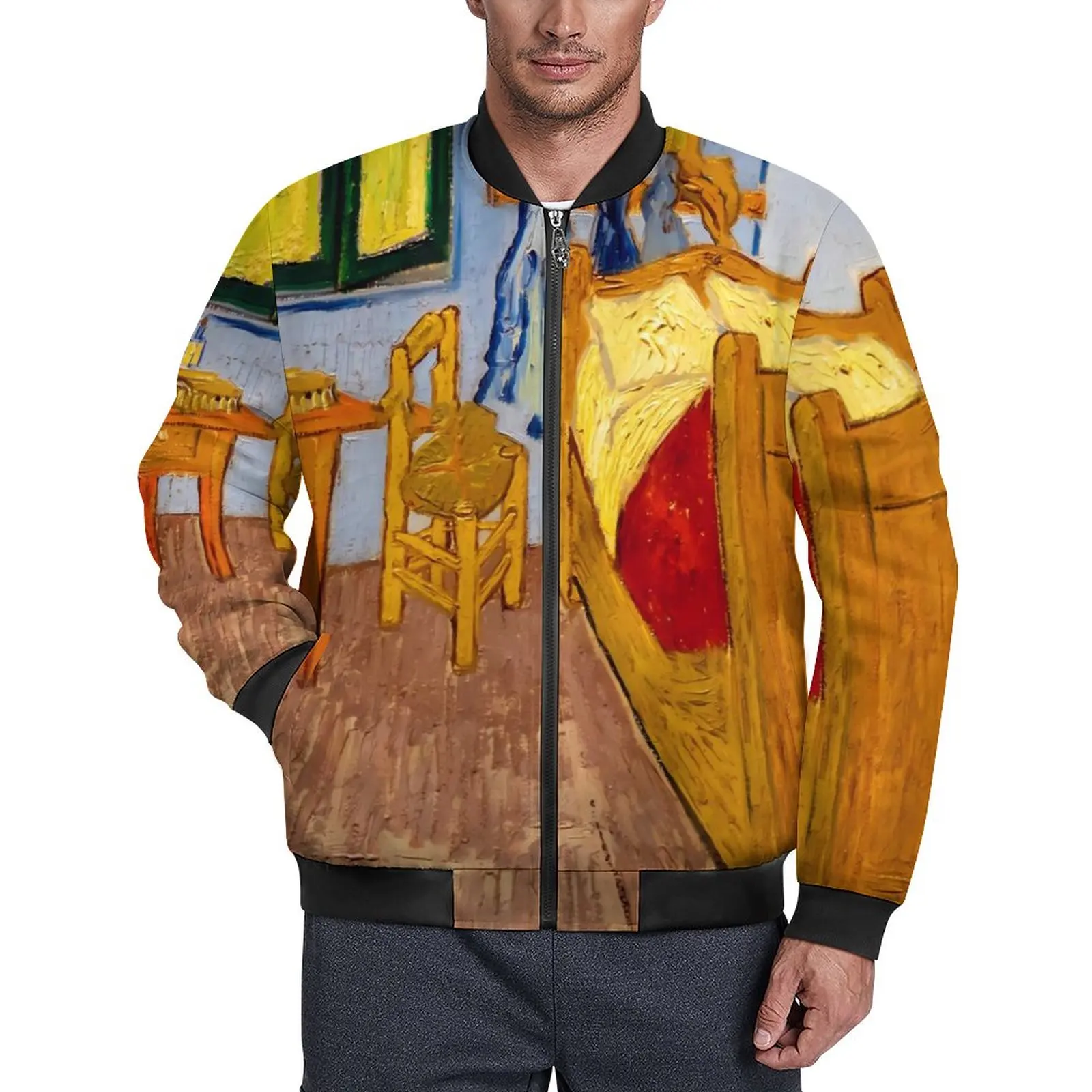 

Винсент Ван Гог, повседневные куртки, мужские пальто с принтом в спальню, осенняя крутая куртка на молнии, фотографический размер 4XL, 5XL, 6XL