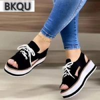 new summer women sandals casual zapatos sneakers platform thick soled woman shoes lace up sandal fashion solid beach shoes 2022