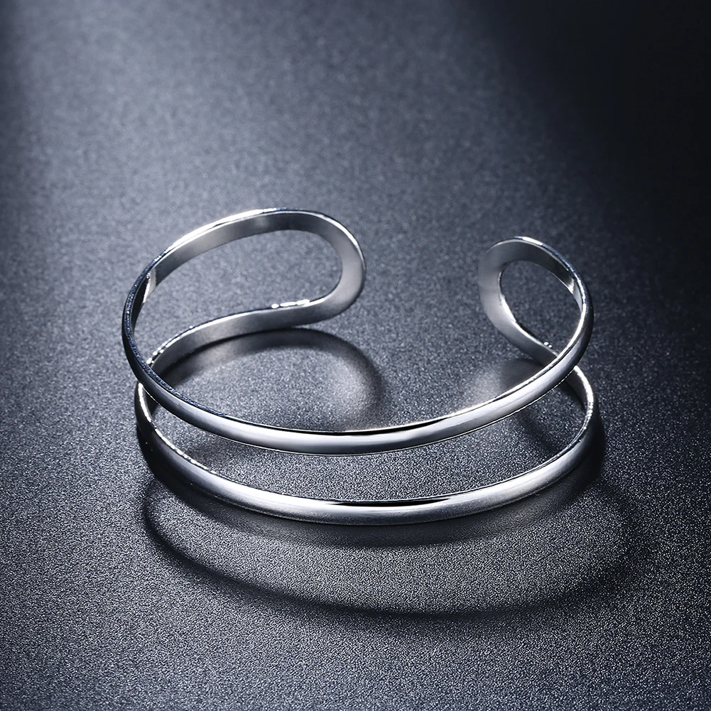 

New 925 Sterling Silver charms Double line bangle For Man Women adjustable Bracelets fashion designer party wedding Jewelry gift