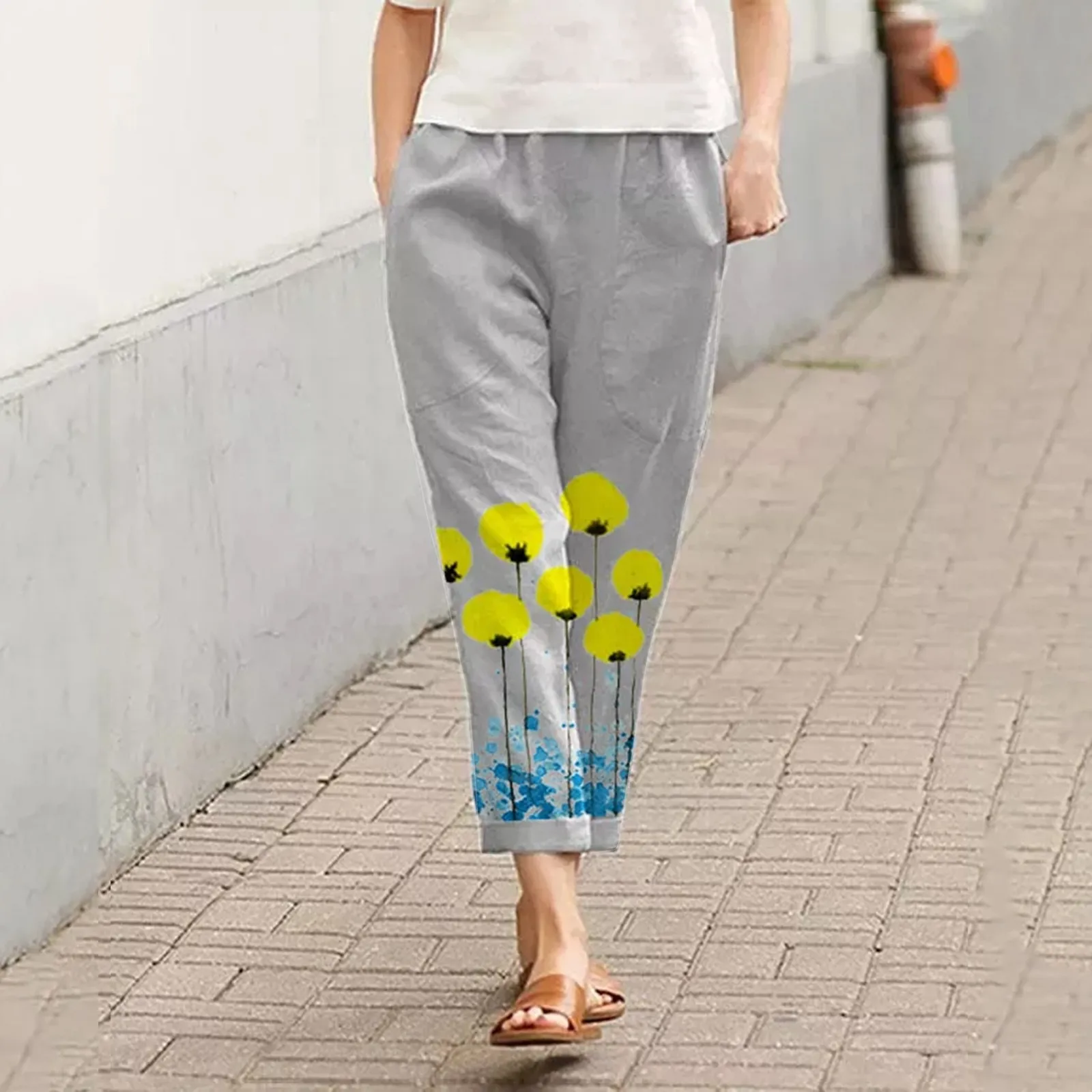 

Women Casual Pants Winter Womens Linen Loose Fit Style High Straight Waist Women Casual Pants Winter Women Casual Pants Sets