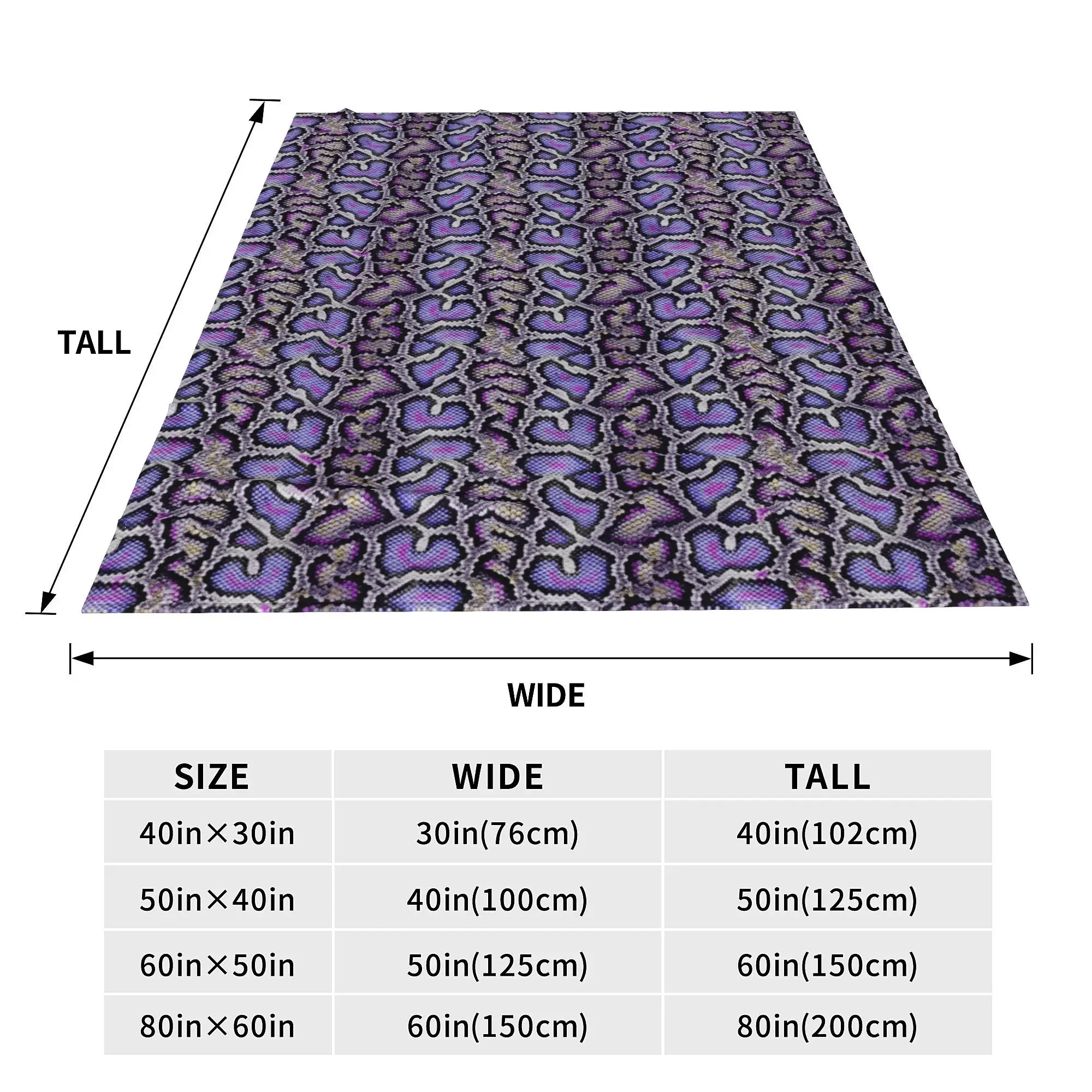 Фиолетовое одеяло из змеиной кожи питона для дивана мягкое уютное плюшевое 50x60