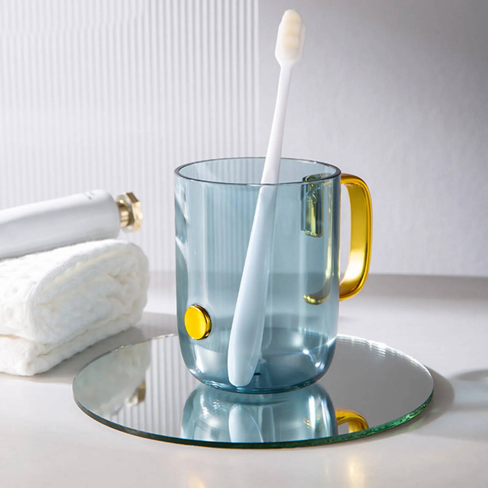 

Tooth Brushing Cup Reusable Mouthwash Cup with Handle for Bathroom Wash Cup Smooth Cup Mouth for Household Durable B88
