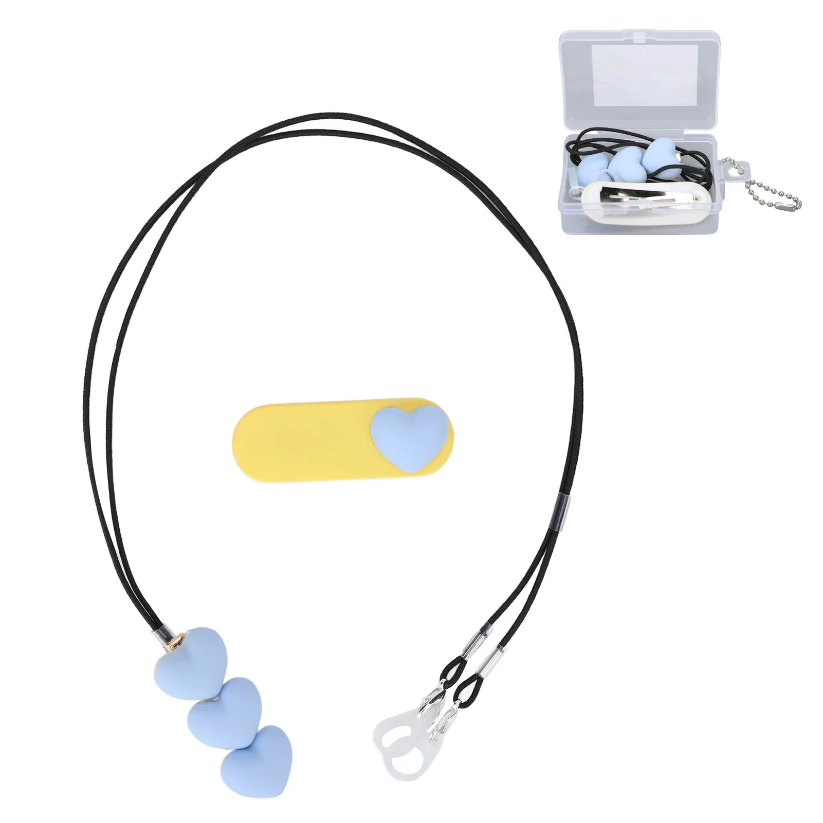 

Lanyard Elderly Children Lovely Light Blue Heart Shaped BTE Clip Holder for Travel