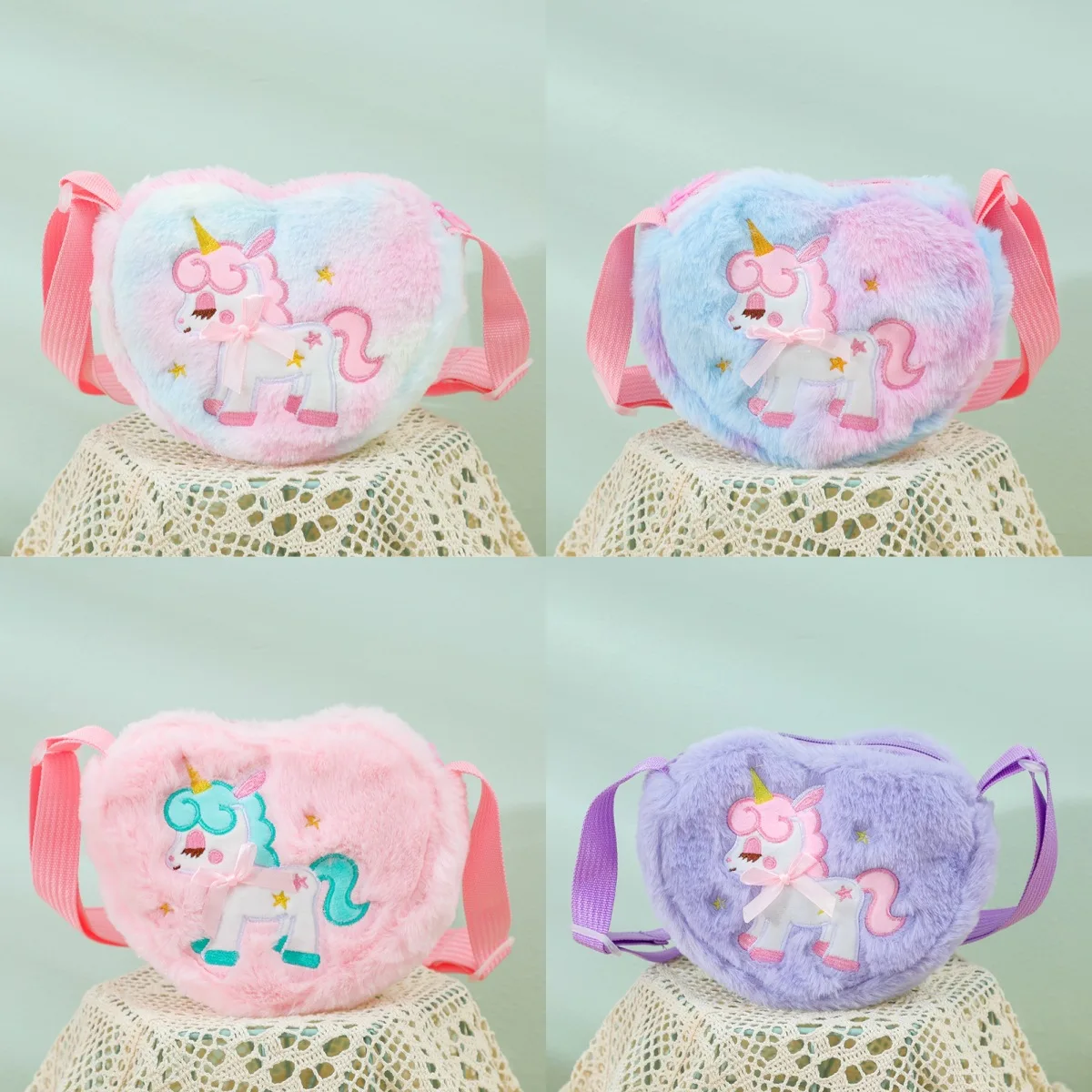 Зимние мини-сумки принцессы модные детские плюшевые сумки на плечо