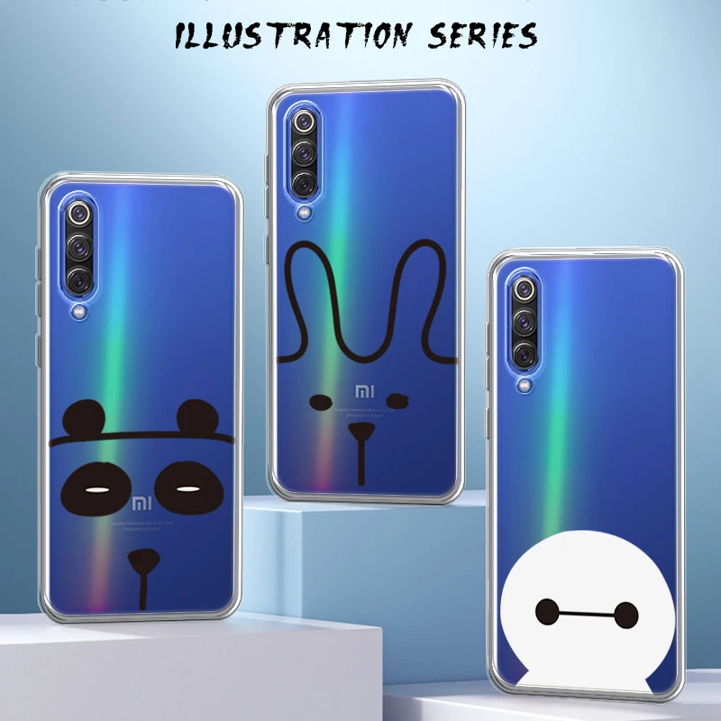 

Простой чехол с рисунком для Xiaomi Mi 9 Lite 9T Pro SE Explorer Rabbit Panda Baymax, мягкий силиконовый прозрачный чехол, чехол для телефона
