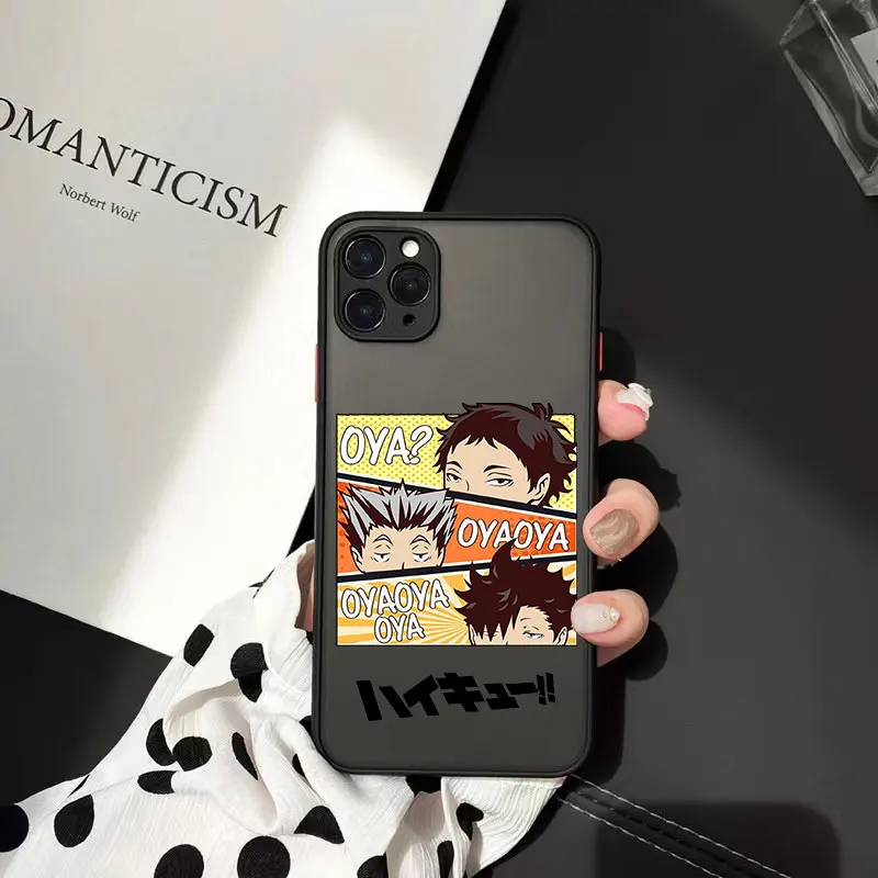 Фото Чехлы для телефонов Oya Haikyuu матовые для iPhone 12 13 Mini 11 12 13 Pro XR XS Max 6 6s 7 8 Plus прозрачная задняя крышка из поликарбоната с рисунком аниме №3