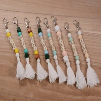fashion letter mama girl keychain for women men silicone beads keyring for keys 2022 tassel keychain charms wholesale jewelry